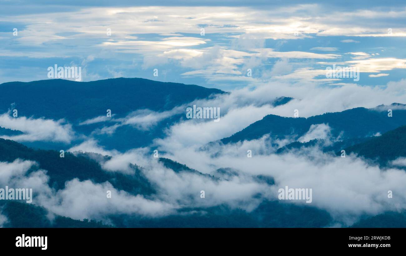 Pu'er. 17th Sep, 2023. This aerial photo taken on Sept. 17, 2023 shows the Jingmai Mountain in Pu'er City, southwest China's Yunnan Province. The Cultural Landscape of Old Tea Forests of Jingmai Mountain in Pu'er was inscribed on the UNESCO World Heritage List on Sunday at the extended 45th session of the UNESCO World Heritage Committee in Riyadh, Saudi Arabia, making it China's 57th World Heritage Site. Credit: Hu Chao/Xinhua/Alamy Live News Stock Photo