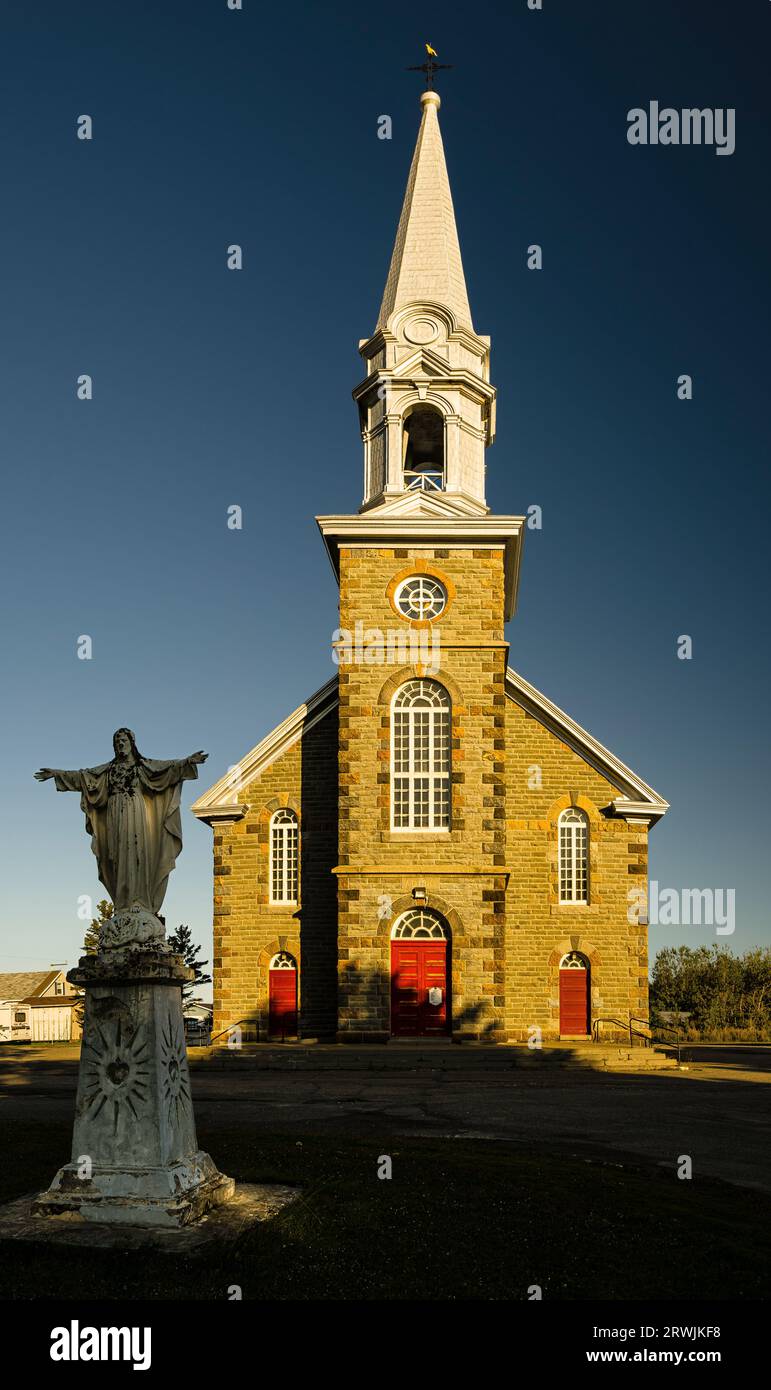 St. Edward's Church & Bureau Pastoral-Presbytere   Les Méchins, Quebec, CA Stock Photo