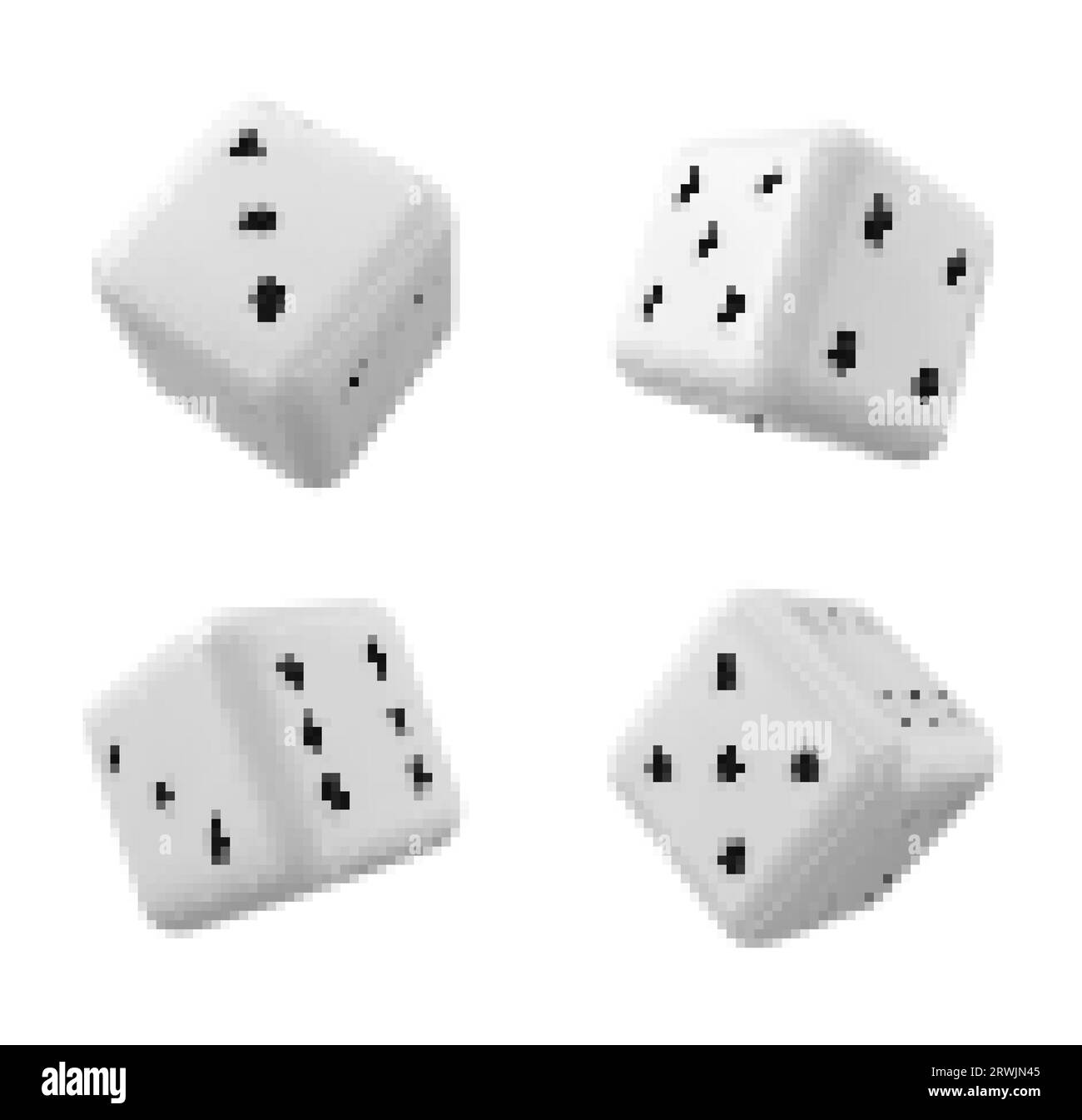 White 3d isolated realistic dice for casino game vector icon