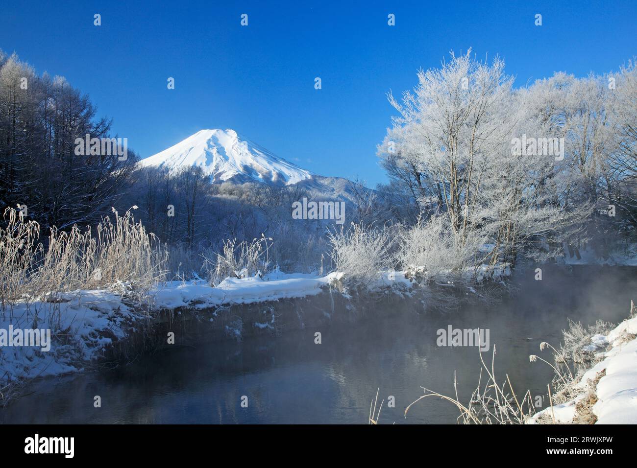 Foggy ice and Mt. Fuji Stock Photo Alamy