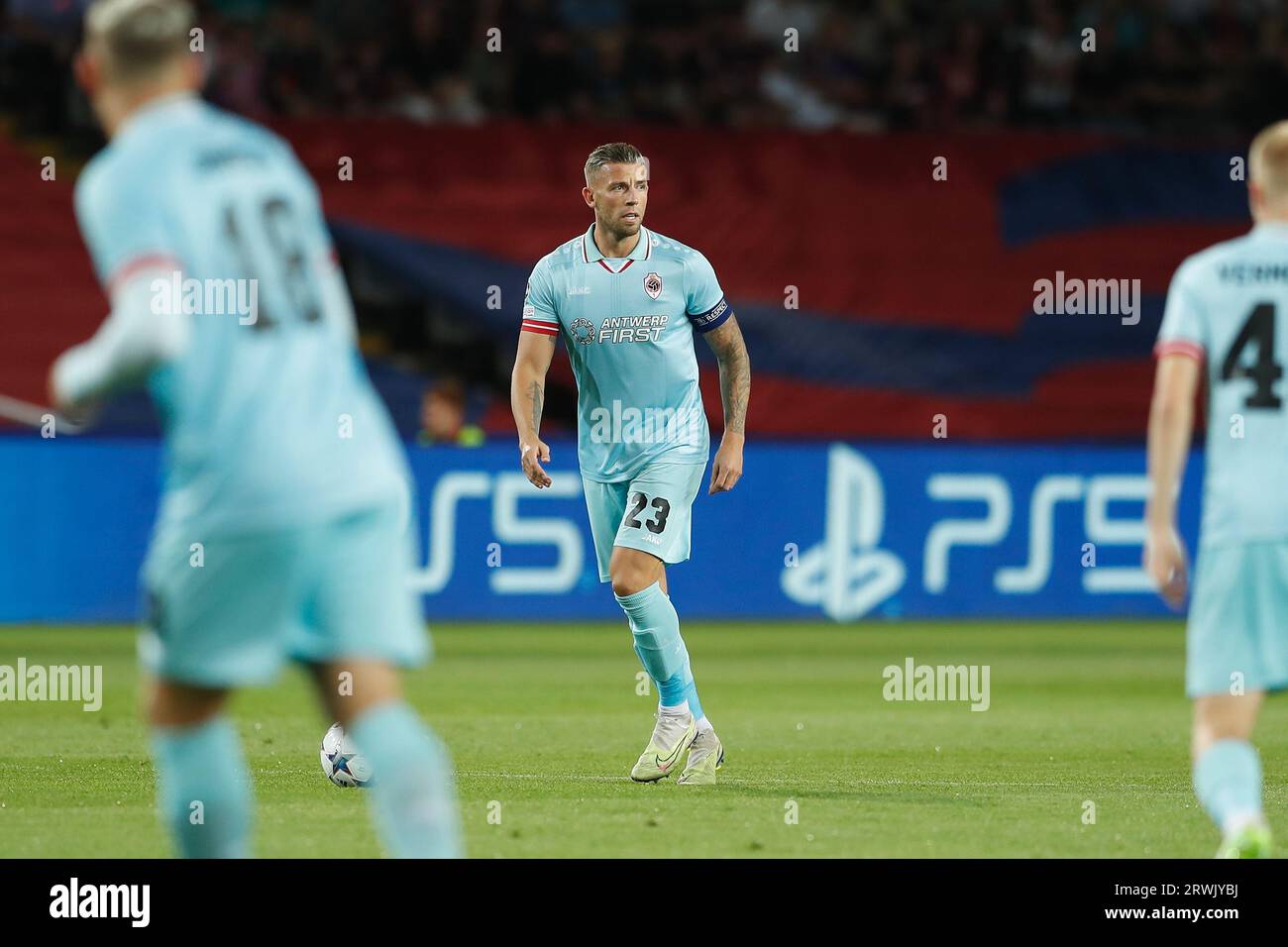 Antwerp, Belgium. 28th June, 2023. Illustration picture shows a print of 23  Antwerp's Toby Alderweireld and the exact game clock moment when he scored  the winning goal at KRC Genk printed on