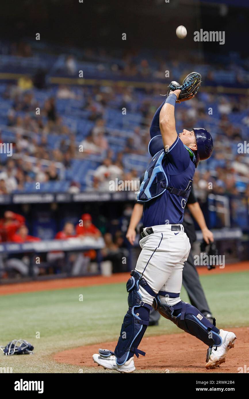 St. Petersburg, FL USA; Tampa Bay Rays catcher Rene Pinto (50) catches