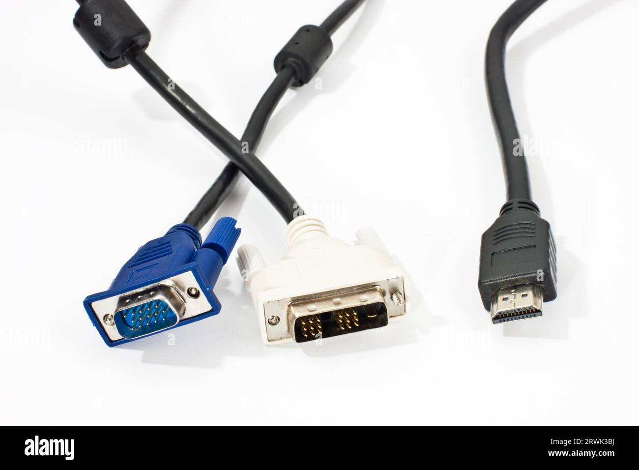 VGA, DVI and HDMI connector Stock Photo