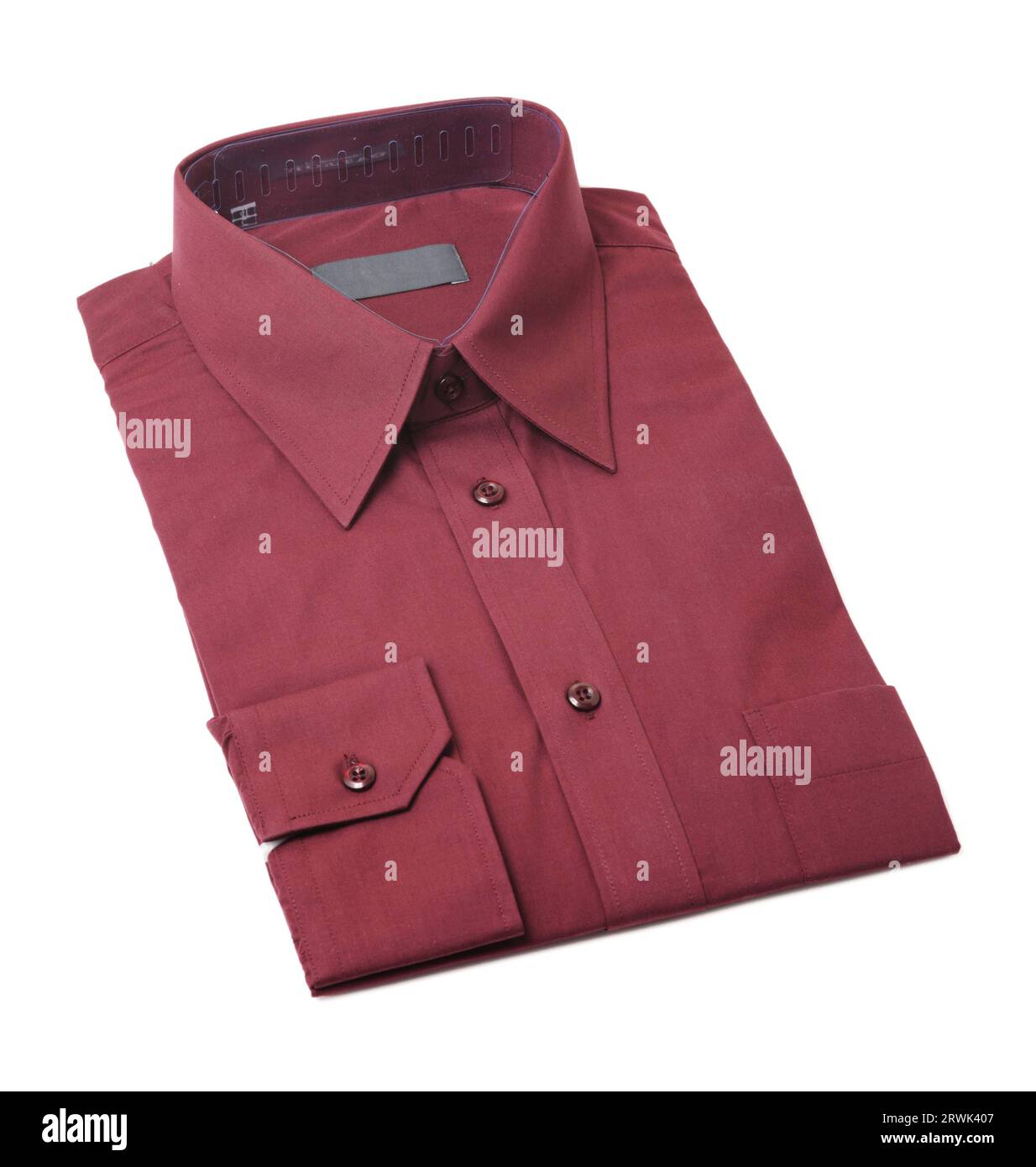 Dark red men's dress shirt folded on white Stock Photo Alamy