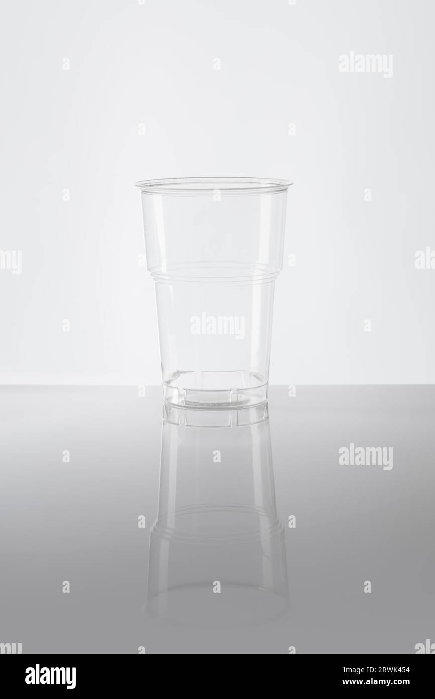 Empty disposable plastic cup made of clear plastic Stock Photo Alamy