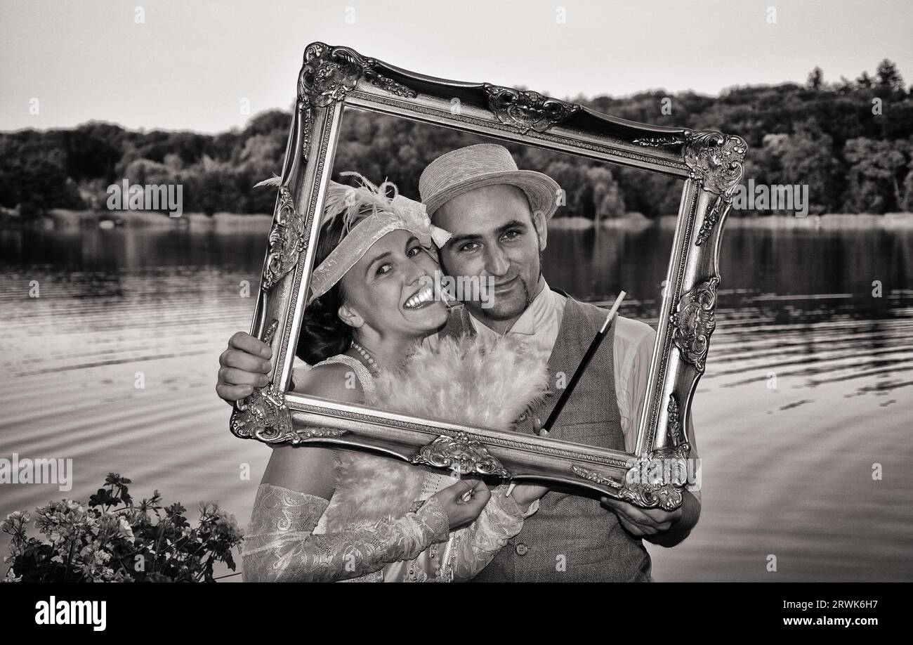 Wedding portrait in 20s style Stock Photo