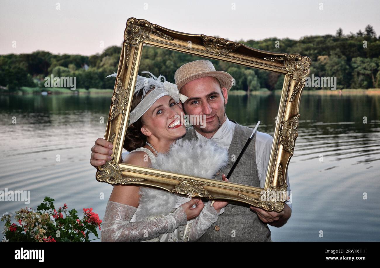 Wedding portrait in 20s style Stock Photo