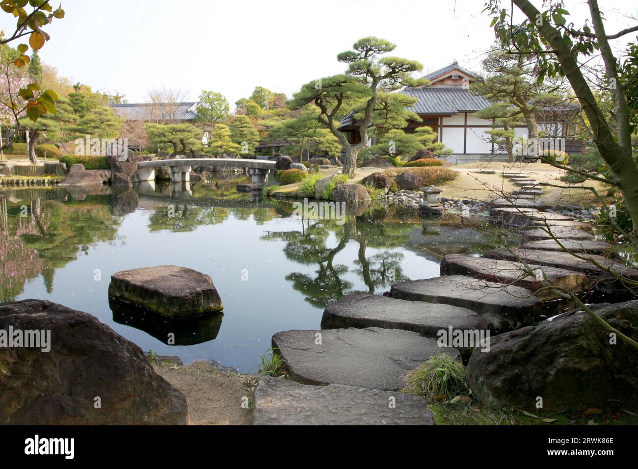 Beautiful Koko-en Garden in Himeji, Japan Stock Photo