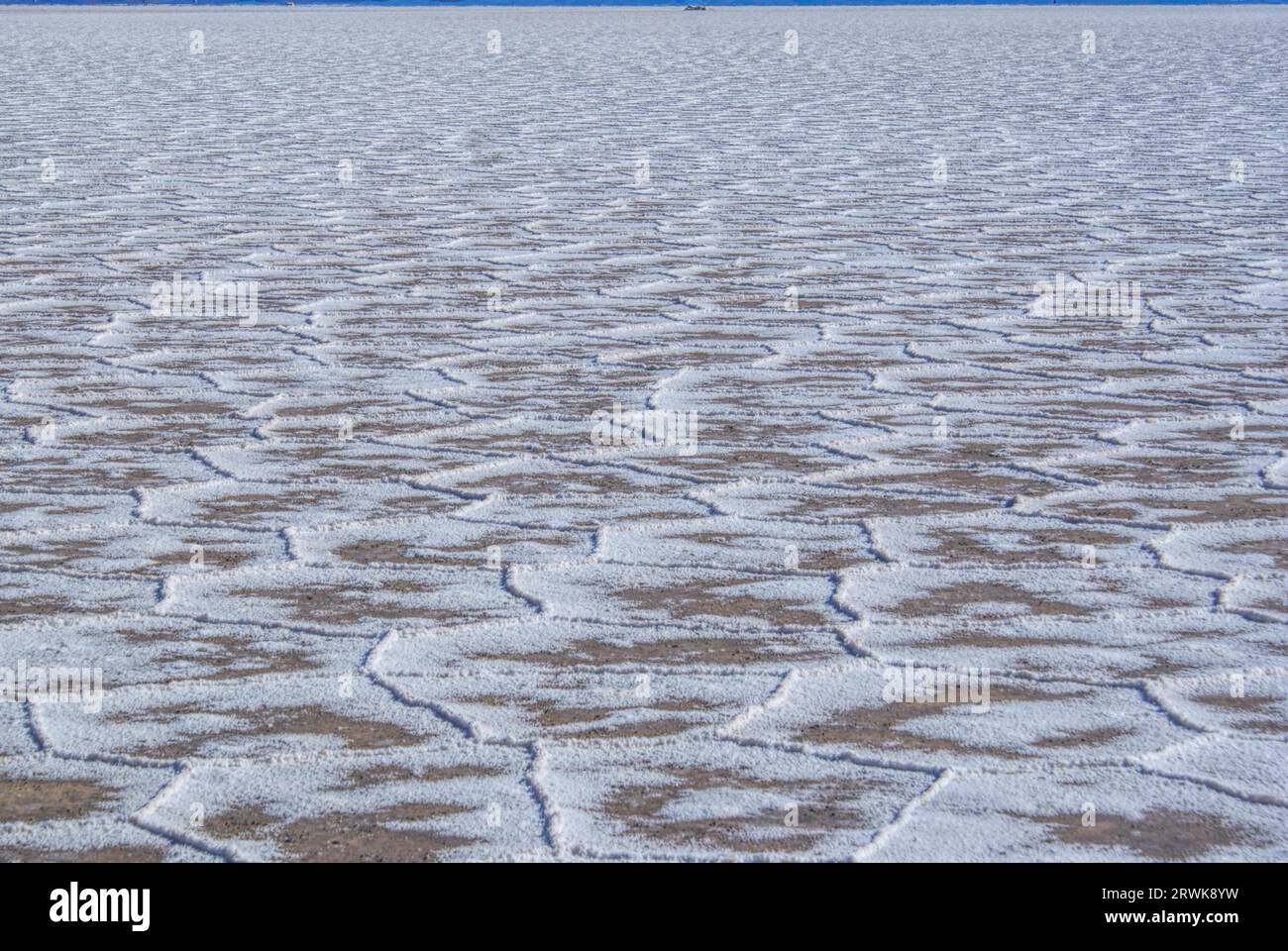 Unusual shapes on the surface of salt planes Salina Grandes in Argentina Stock Photo