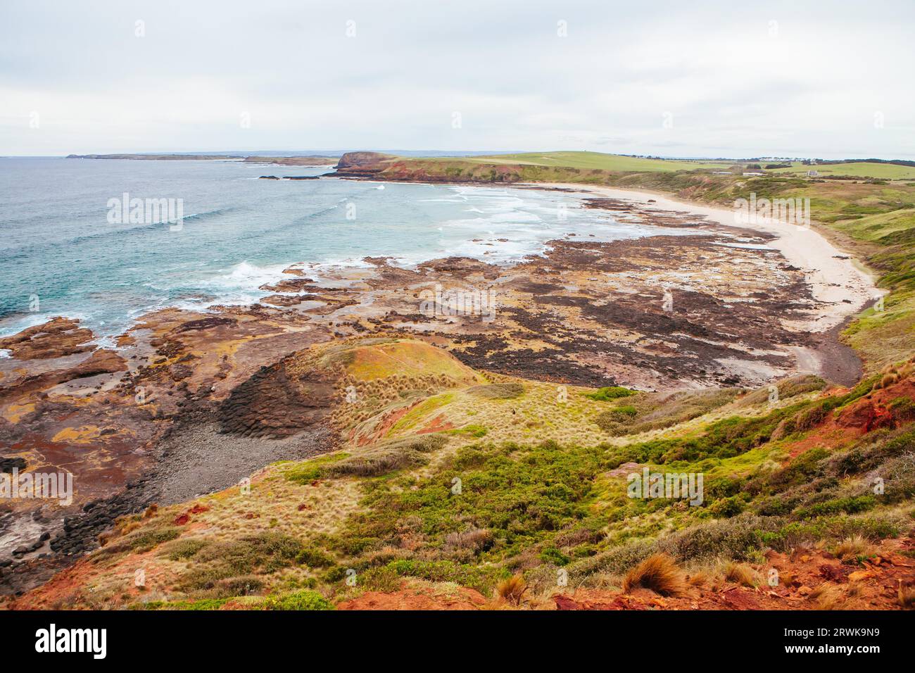 Pyramaid Rock and surrounding landscape in Philip Island, Victoria, Australia Stock Photo