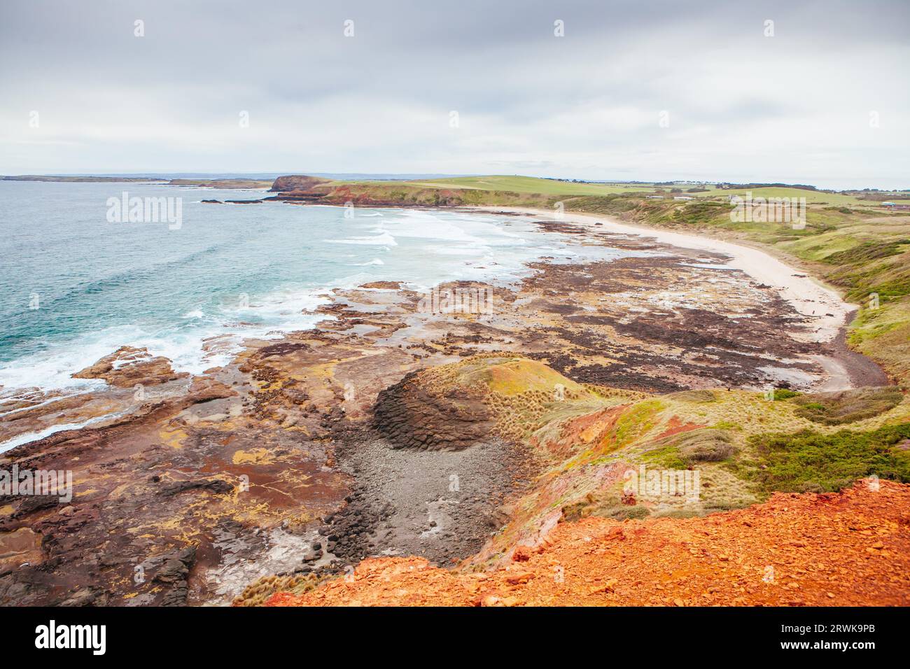 Pyramaid Rock and surrounding landscape in Philip Island, Victoria, Australia Stock Photo