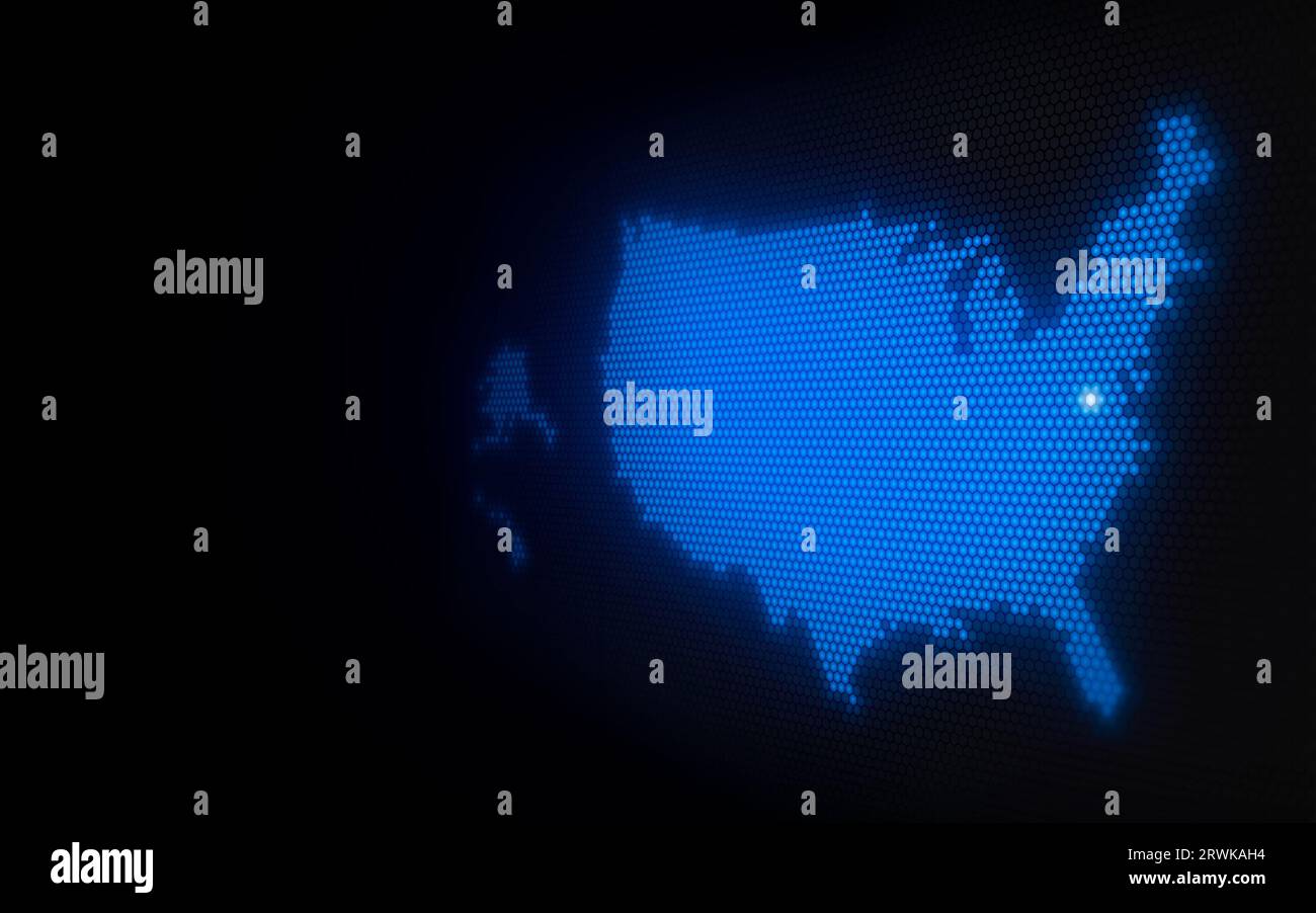 USA Washington. Maps of Countries. Hexagon Glowing Series. United States of America glowing map Stock Photo
