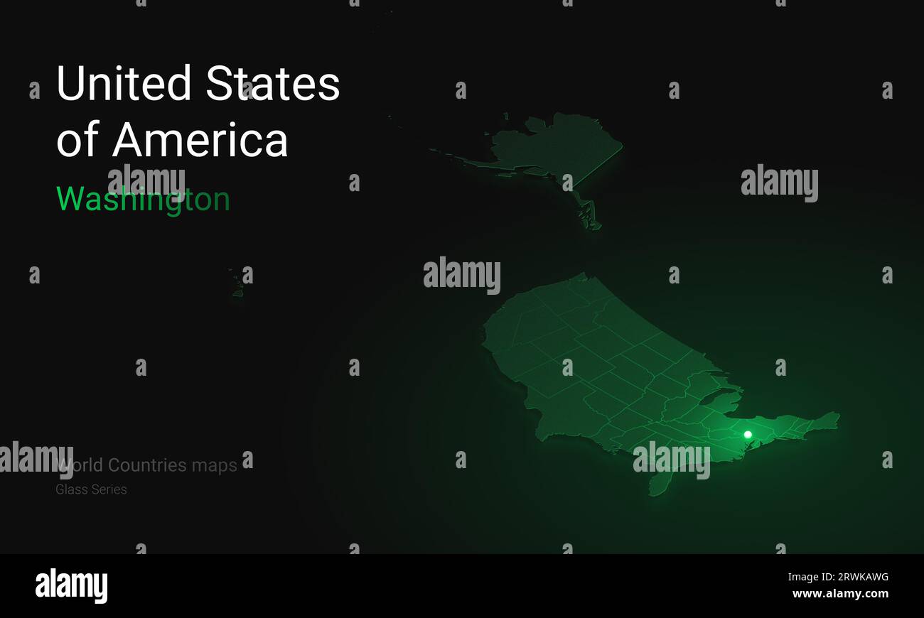 Creative map USA. Political map. Washington. Capital of United State of America. World Countries maps with borders. Glass isometric Series. Set Stock Photo