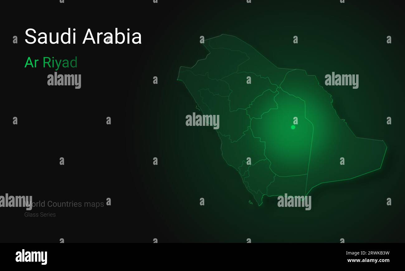 Creative map of Saudi Arabia. Political map. Ar Riyad. Riyadh. Capital