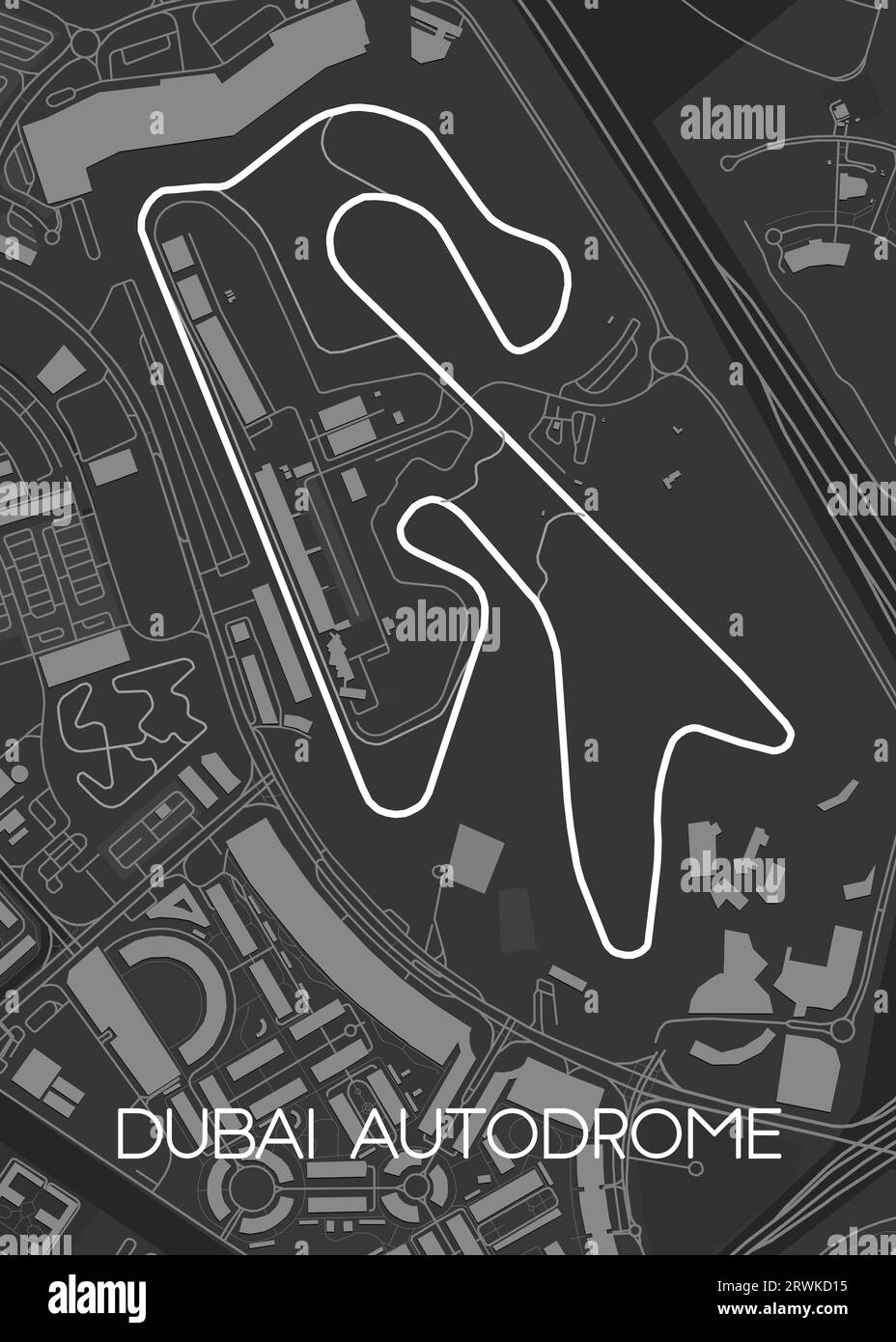 Dubai Autodrome Track Map for Poster Wall Art Stock Vector Image & Art