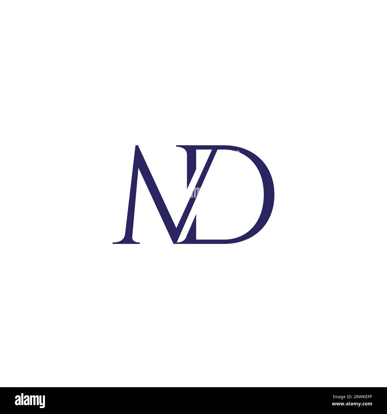 letter md linked elegant serif font logo vector Stock Vector