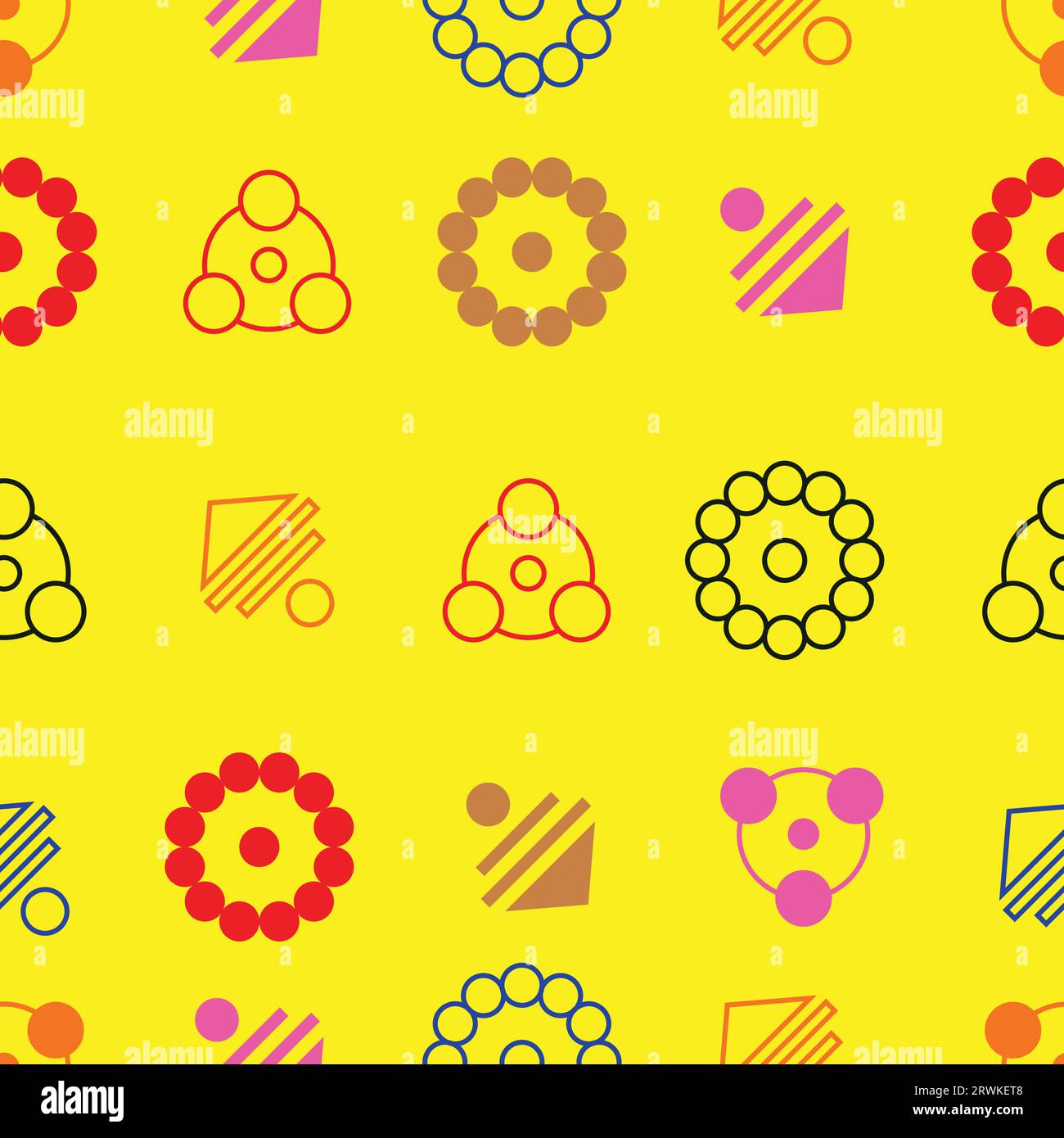 colorful geometric seamless pattern yellow background vector Stock Vector
