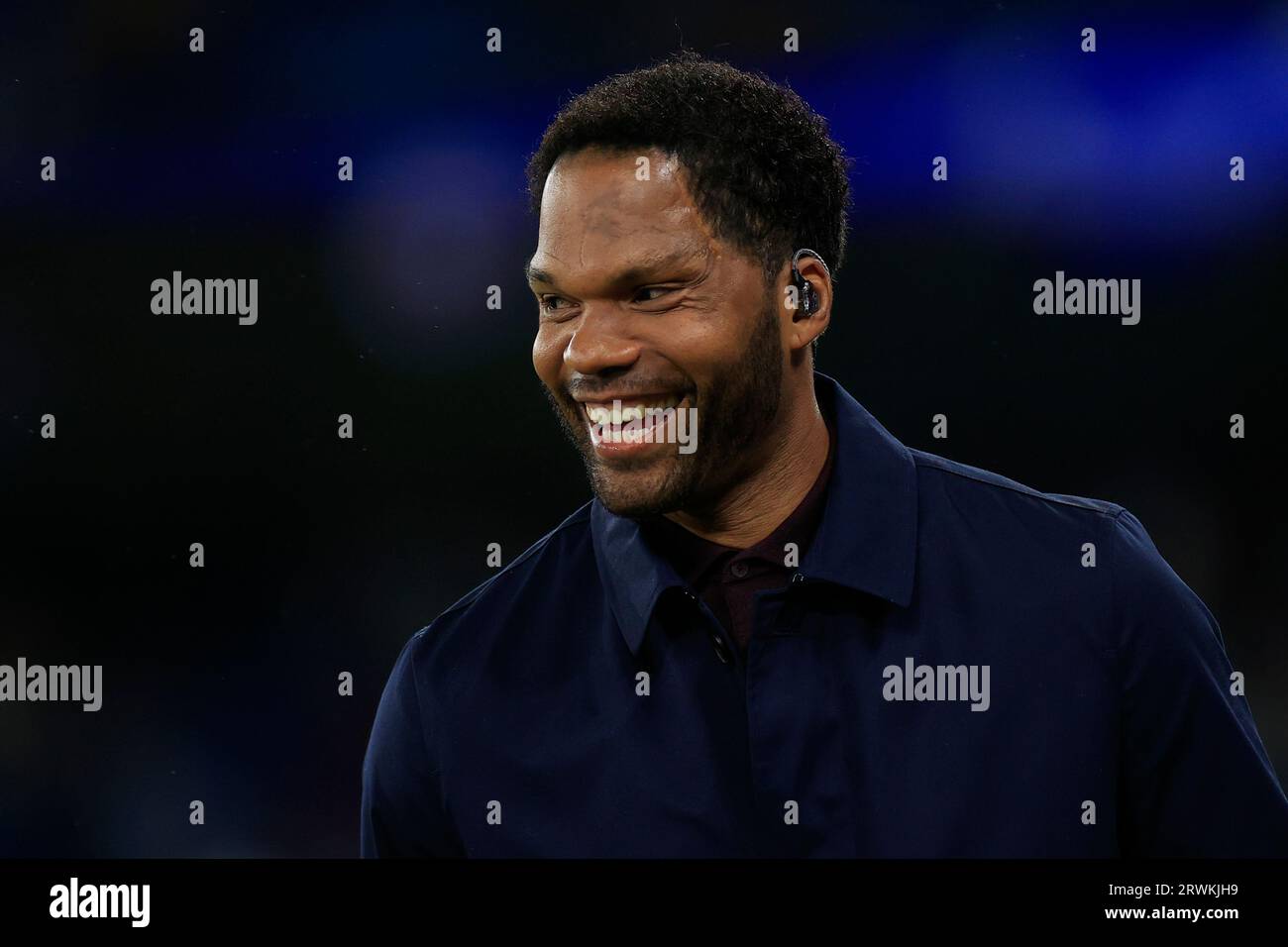 TV pundit Joleon Lescott at the UEFA Champions League match Manchester City vs Red Star Belgrade at Etihad Stadium, Manchester, United Kingdom, 19th September 2023  (Photo by Conor Molloy/News Images) Stock Photo