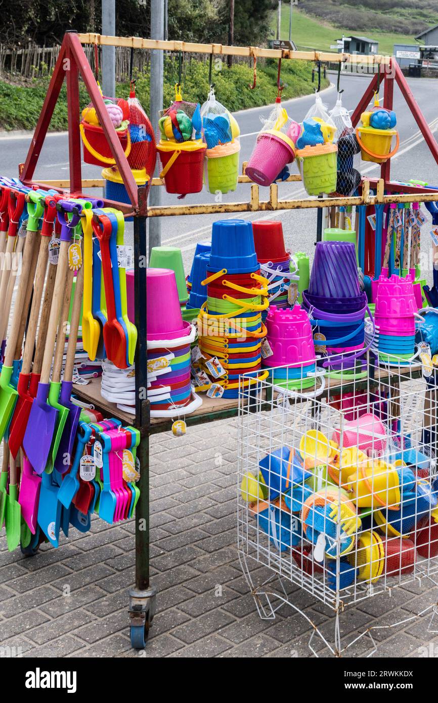 Beach Rack Plastic Beach plastic toys novelties on a sale on a display rack on the the ...