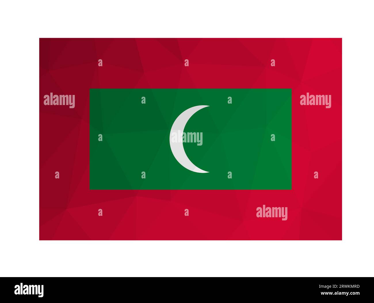 Vector isolated illustration. National maldivian flag with green and