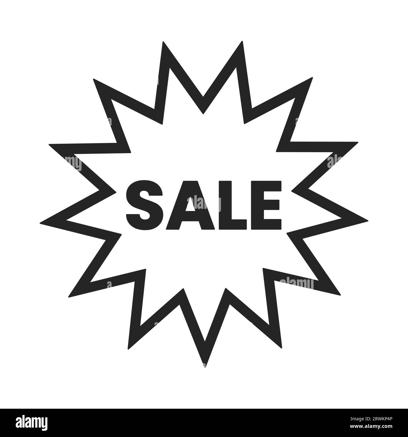 Super sale starburst shape black and white 2D line cartoon price tag ...