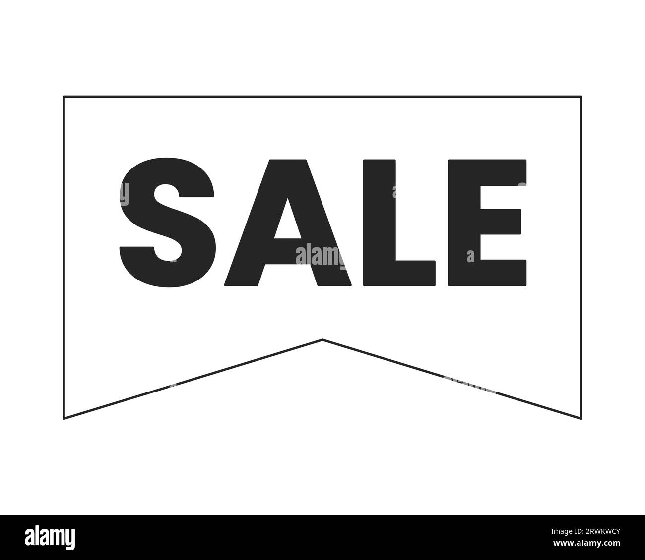 Retailer big sale black and white 2D line cartoon price tag Stock