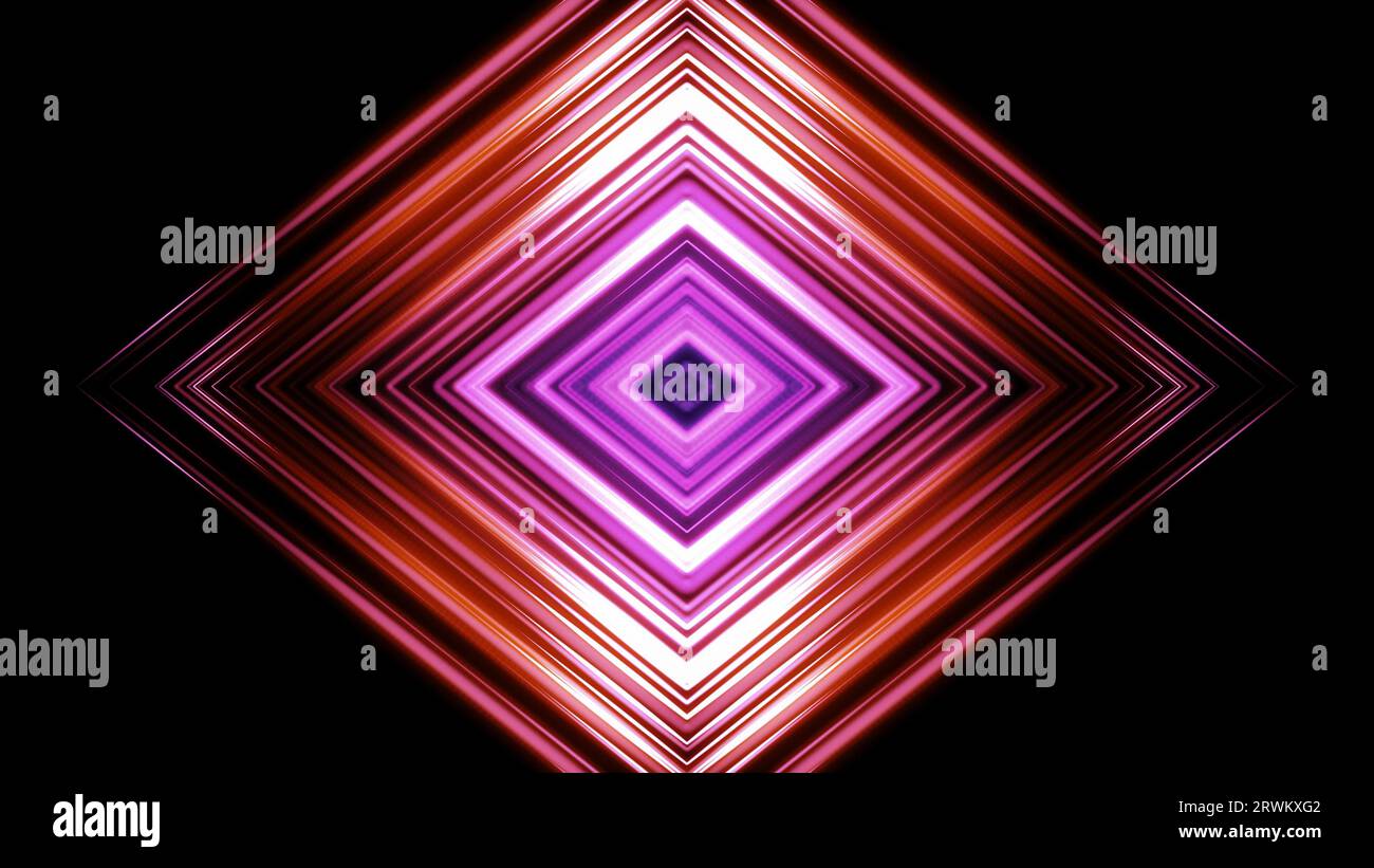 Neon laser squares with reflection. Abstract technology background. 3D ...