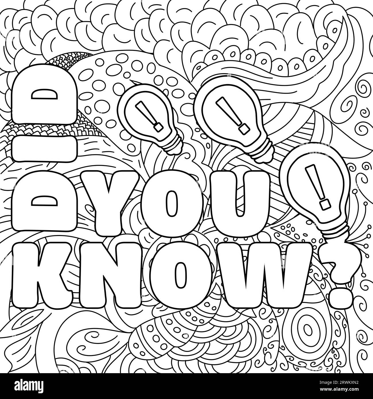 Did You Know Doodle Texture Background Black White Stock Photo