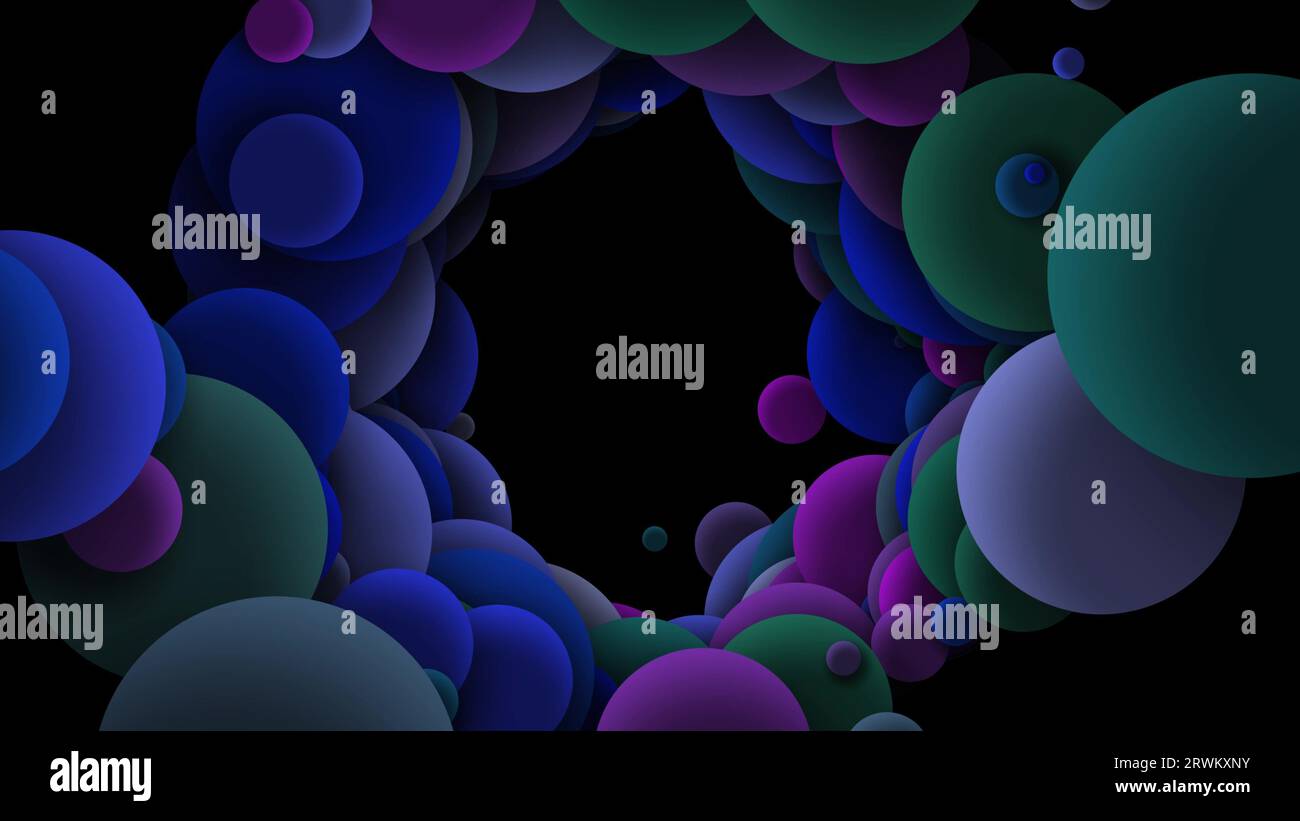 Abstract 3d background with light balls or spheres. Movement along the Tunnel of balls. Bright contemporary. 3D rendering. Stock Photo