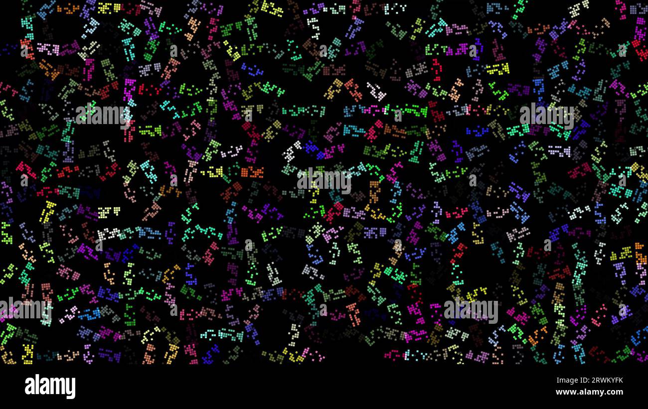 Colored rotating Tetris on black bg. Abstract festive background for ...