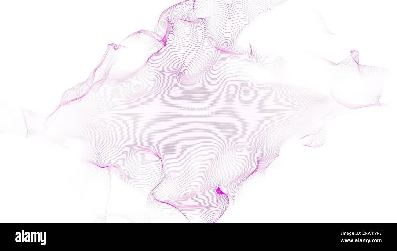 Pink lines on white bg. Gentle pink waves, soothing 3D movement