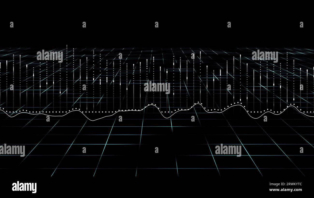 Data chart 3D. Big Data Information flow mesh design. Financial technological concept. Hi-tech information flow, blockchain, bigdata visualization. Bu Stock Photo