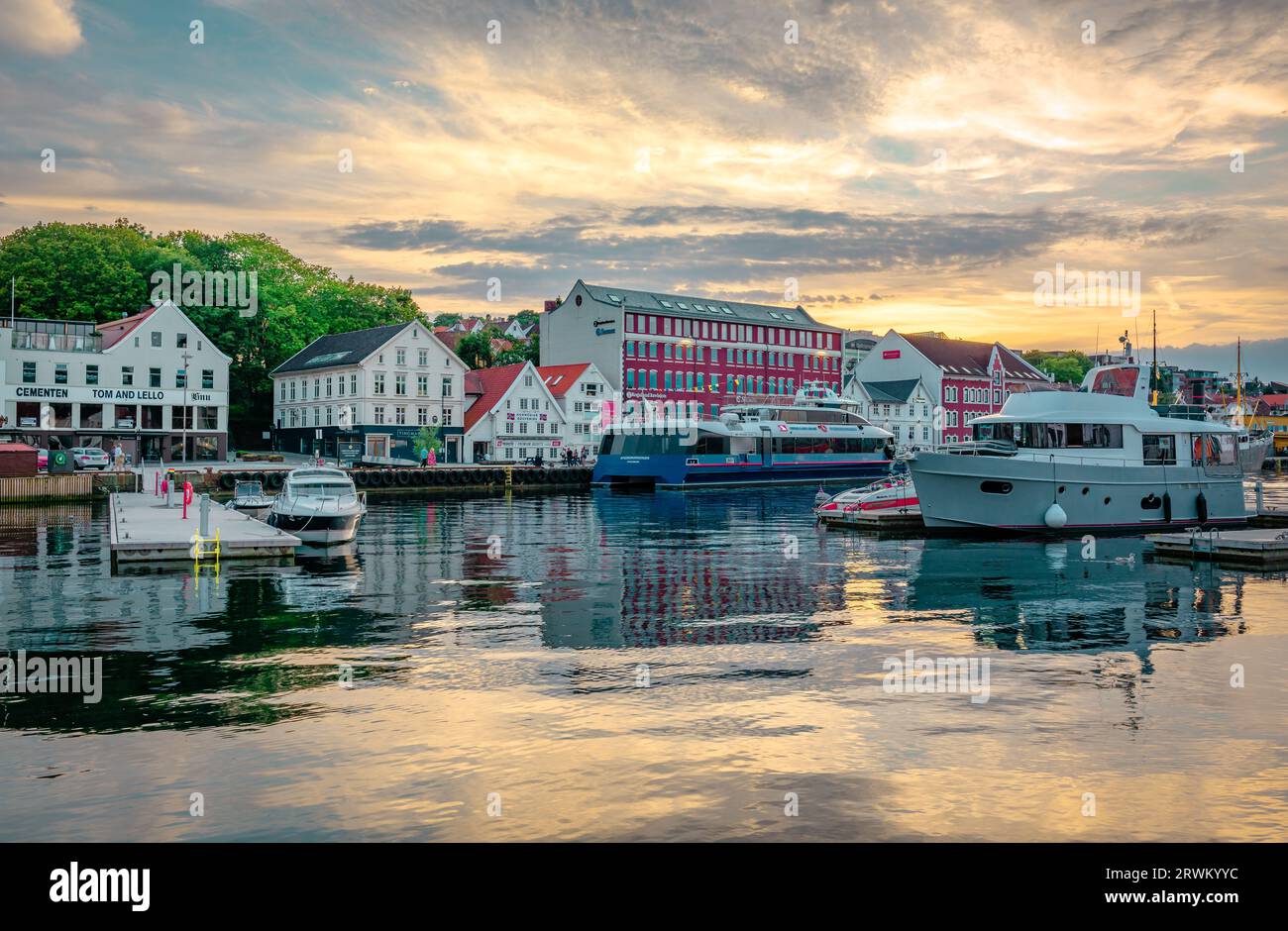 Stavanger, Norway - August 14 2022: View of Vagen, the port area of the city. Stock Photo