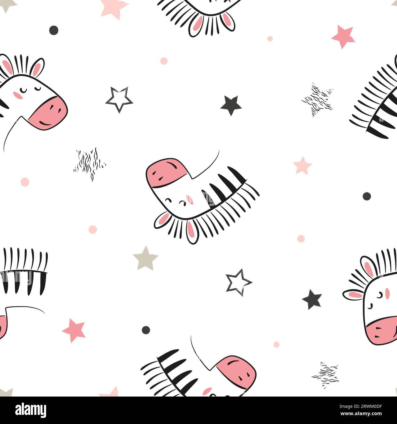 Cute little zebra seamless pattern. Baby print. Funny animal vector illustration Stock Vector
