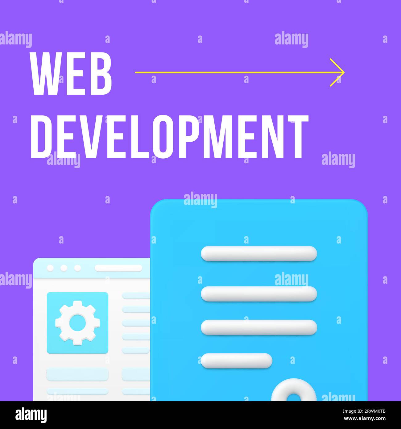 Web development business graph data analyzing social media post design template 3d realistic vector illustration. Software programming and coding data Stock Vector
