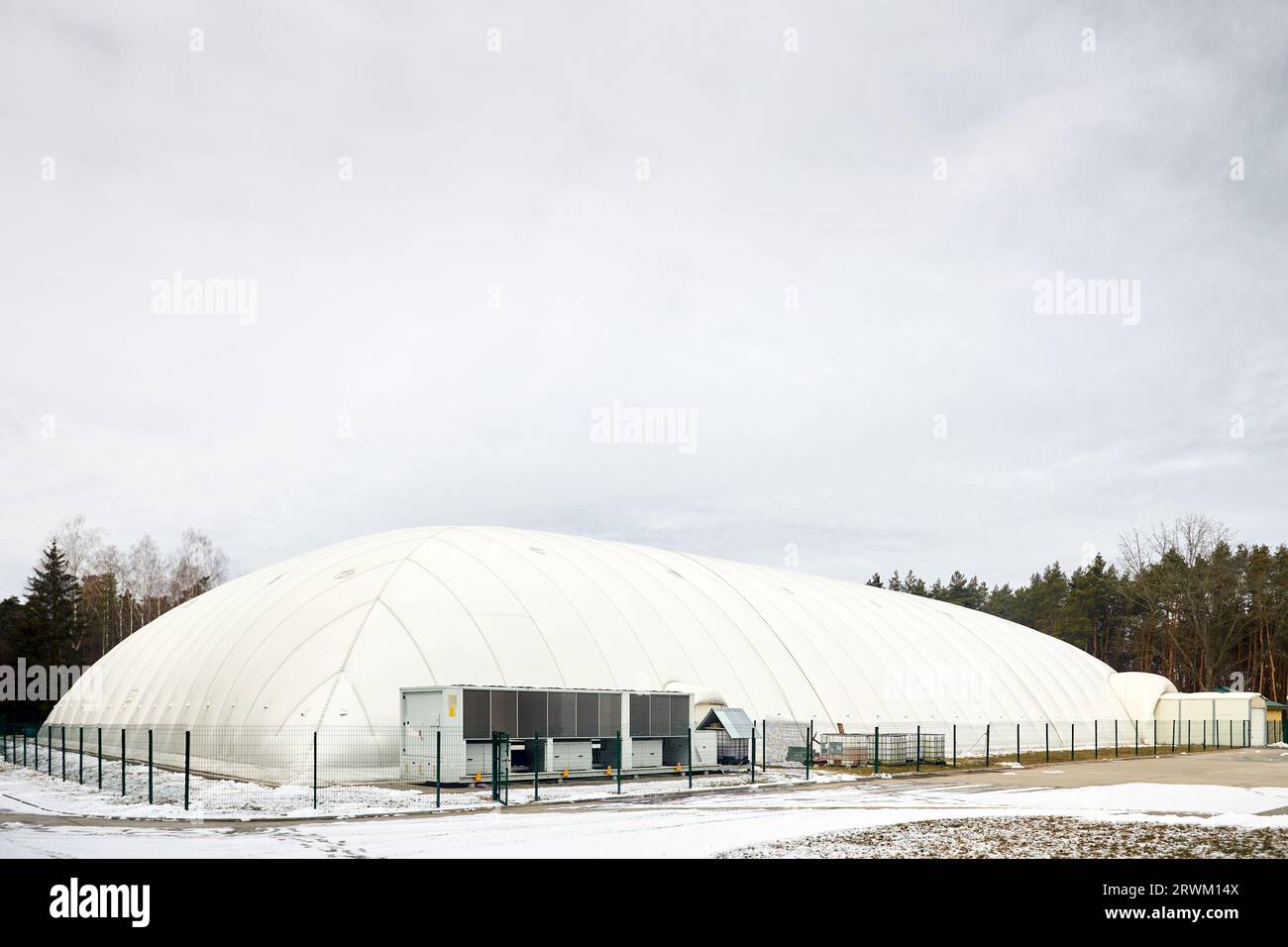 Inflatable air dome stadium. Inflated Football soccer air dome. Modern