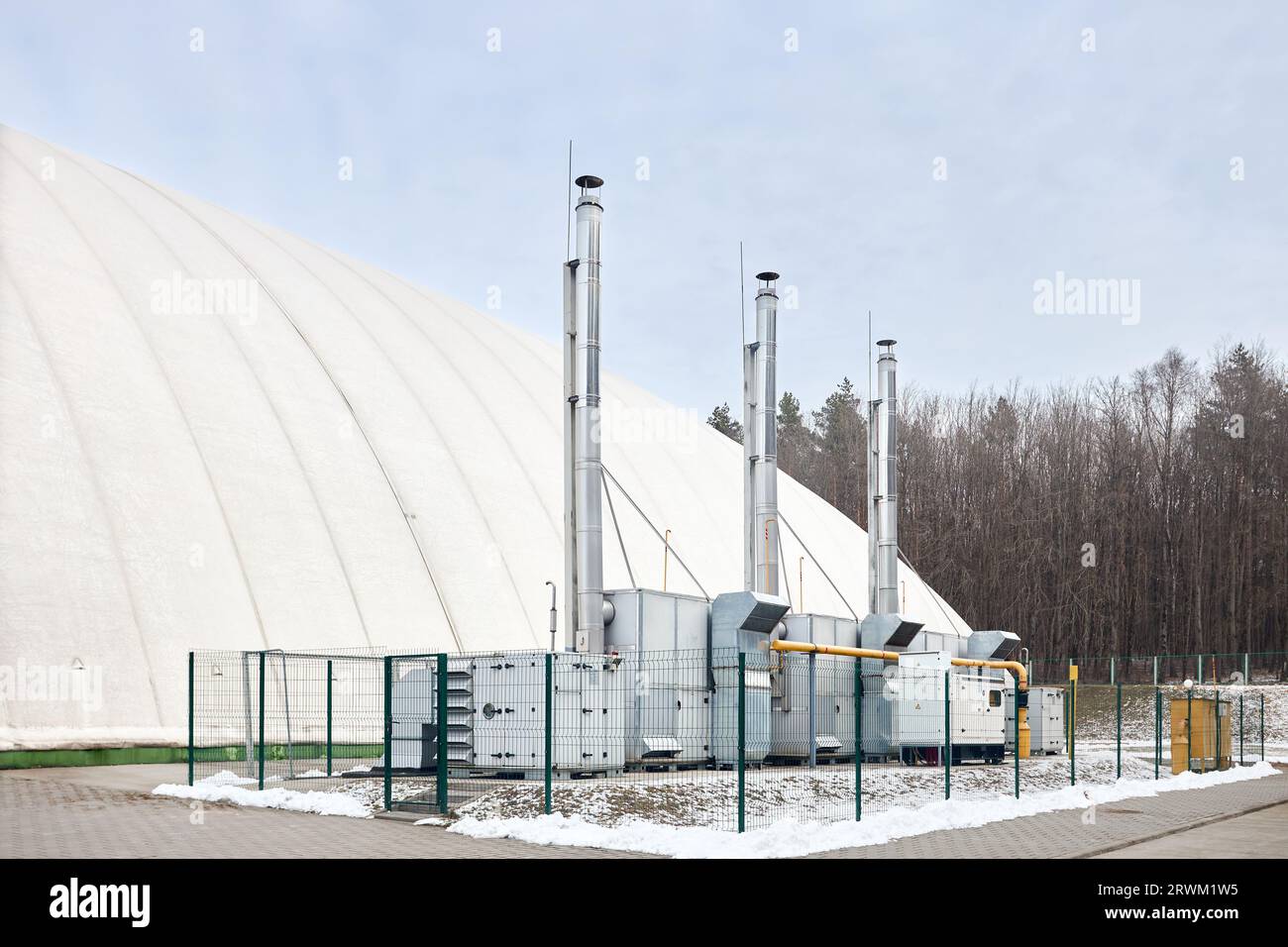Inflatable air dome stadium. Inflated Football soccer air dome. Modern