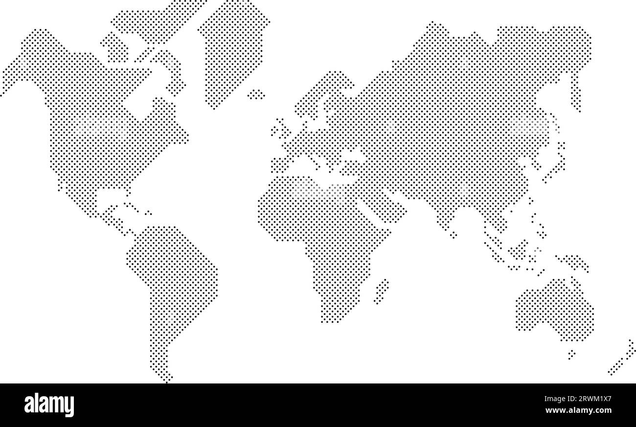 Simplified world map drawn with round dots. Vector illustration. Stock Vector