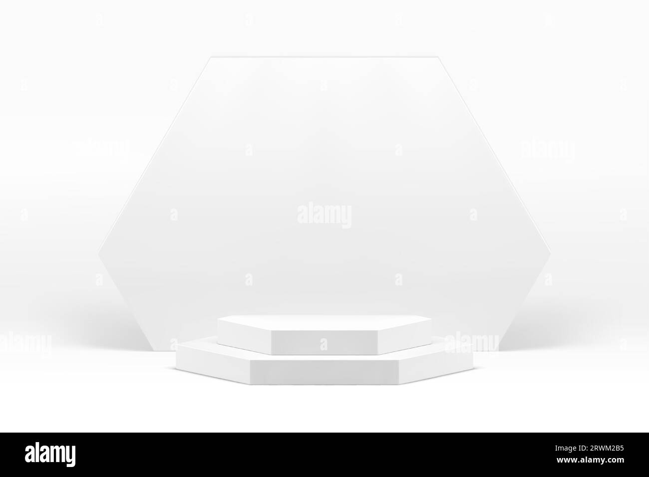 White 3d podium pastel step pedestal with hexagonal wall background ...
