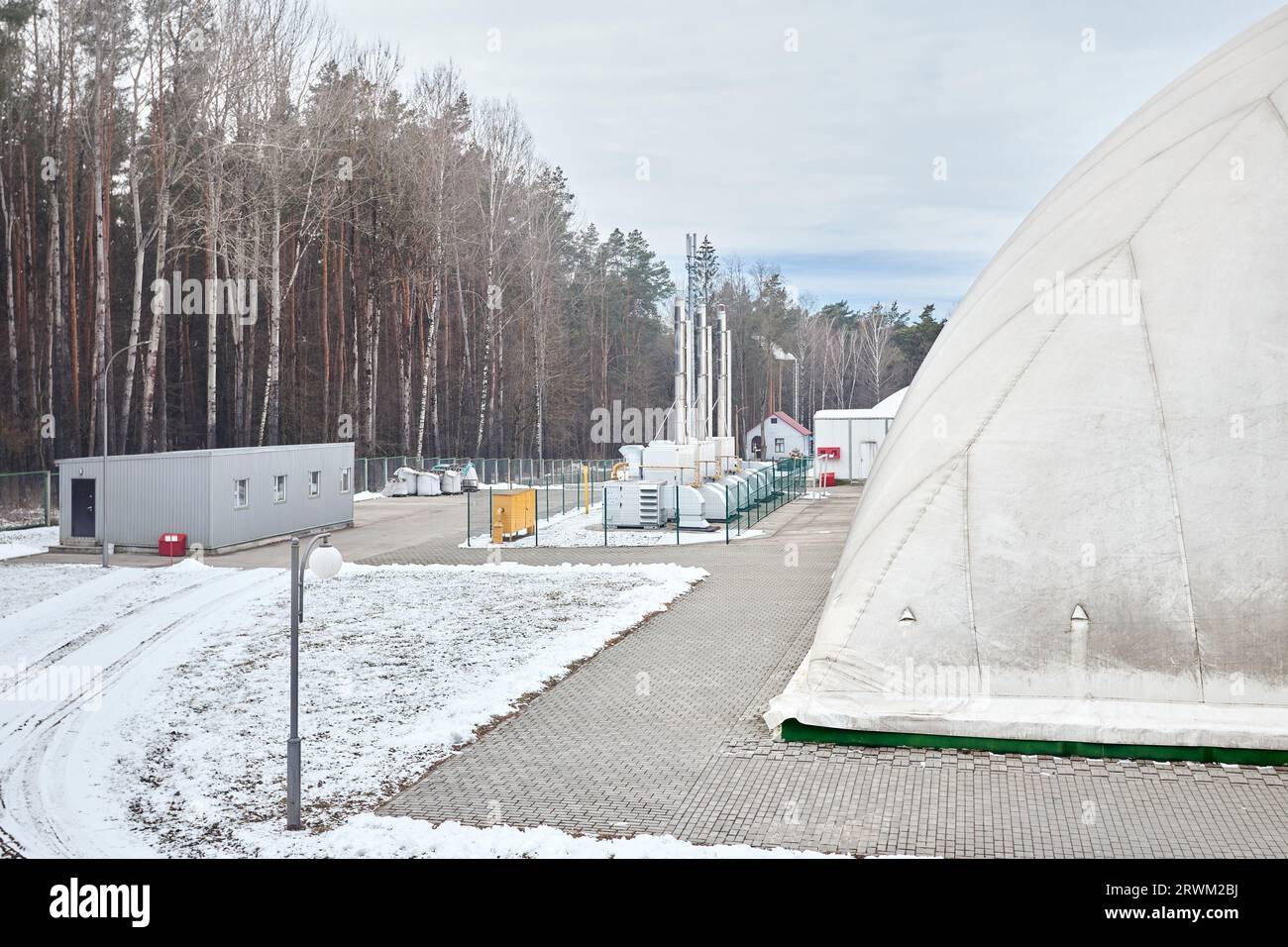 Inflatable air dome stadium. Inflated Football soccer air dome. Modern