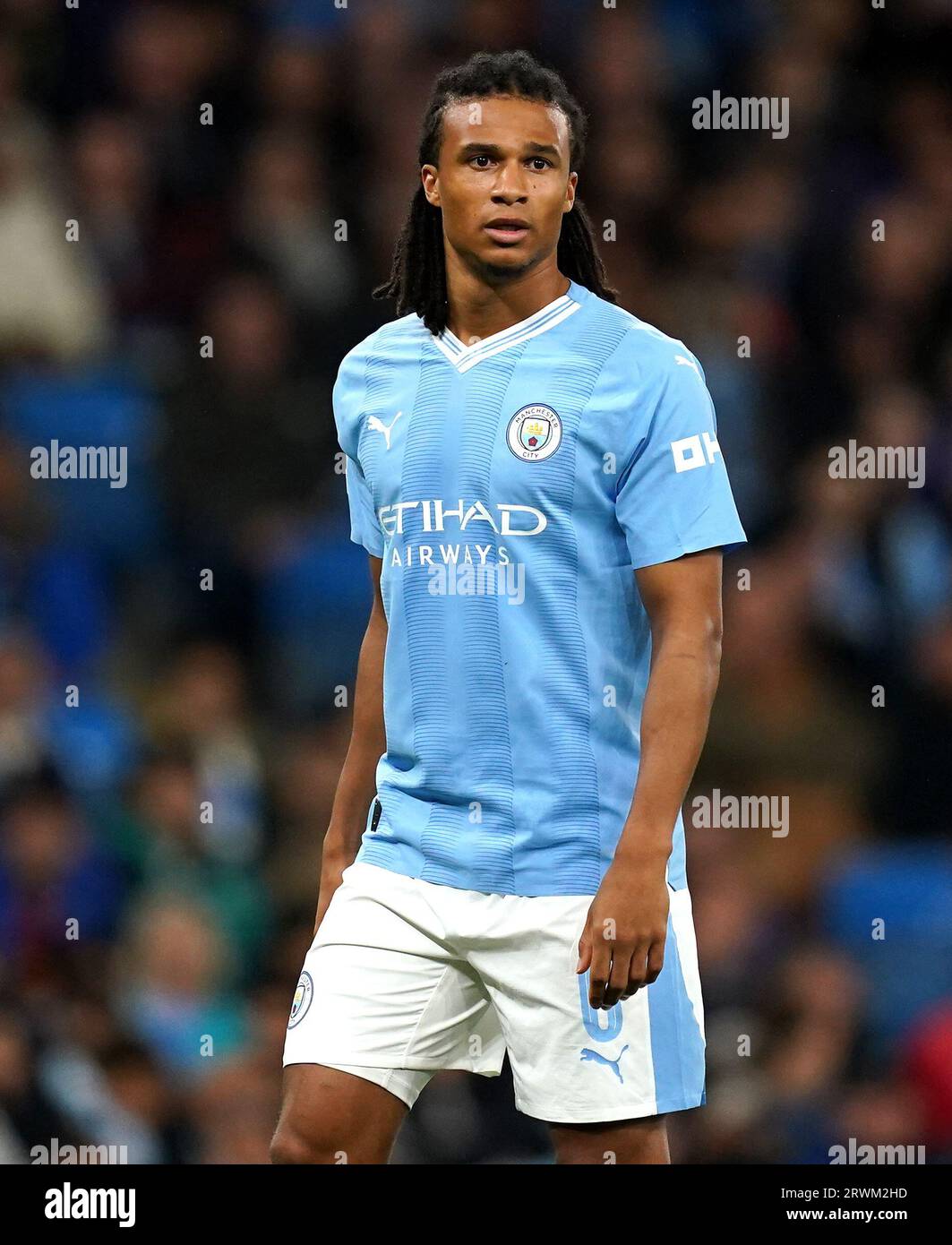 Manchester City's Nathan Ake during the UEFA Champions League Group G match at the Etihad Stadium, Manchester. Picture date: Tuesday September 19, 2023. Stock Photo
