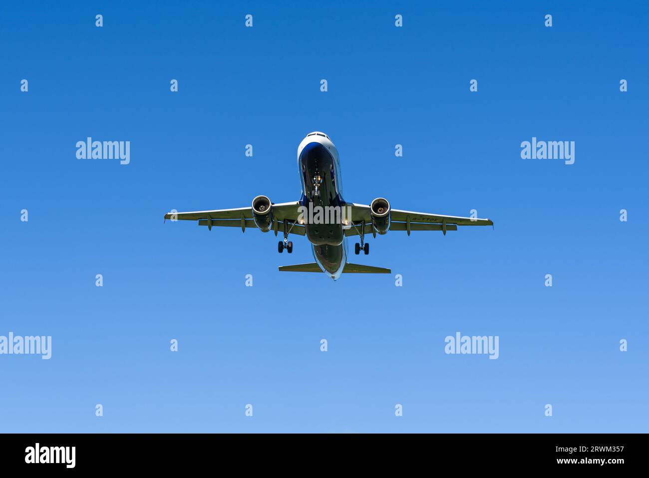British Airways Airbus A320 before landing at Zurich Airport Stock