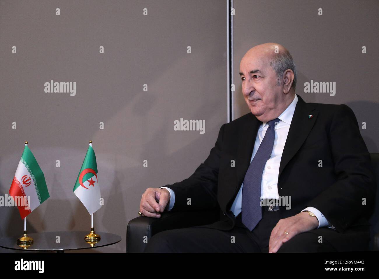 New York, USA. 18th Sep, 2023. Algerian President ABDELMADJID TEBBOUNE meets with Iranian President (Credit Image: © Iranian Presidency via ZUMA Press Wire) EDITORIAL USAGE ONLY! Not for Commercial USAGE! Stock Photo