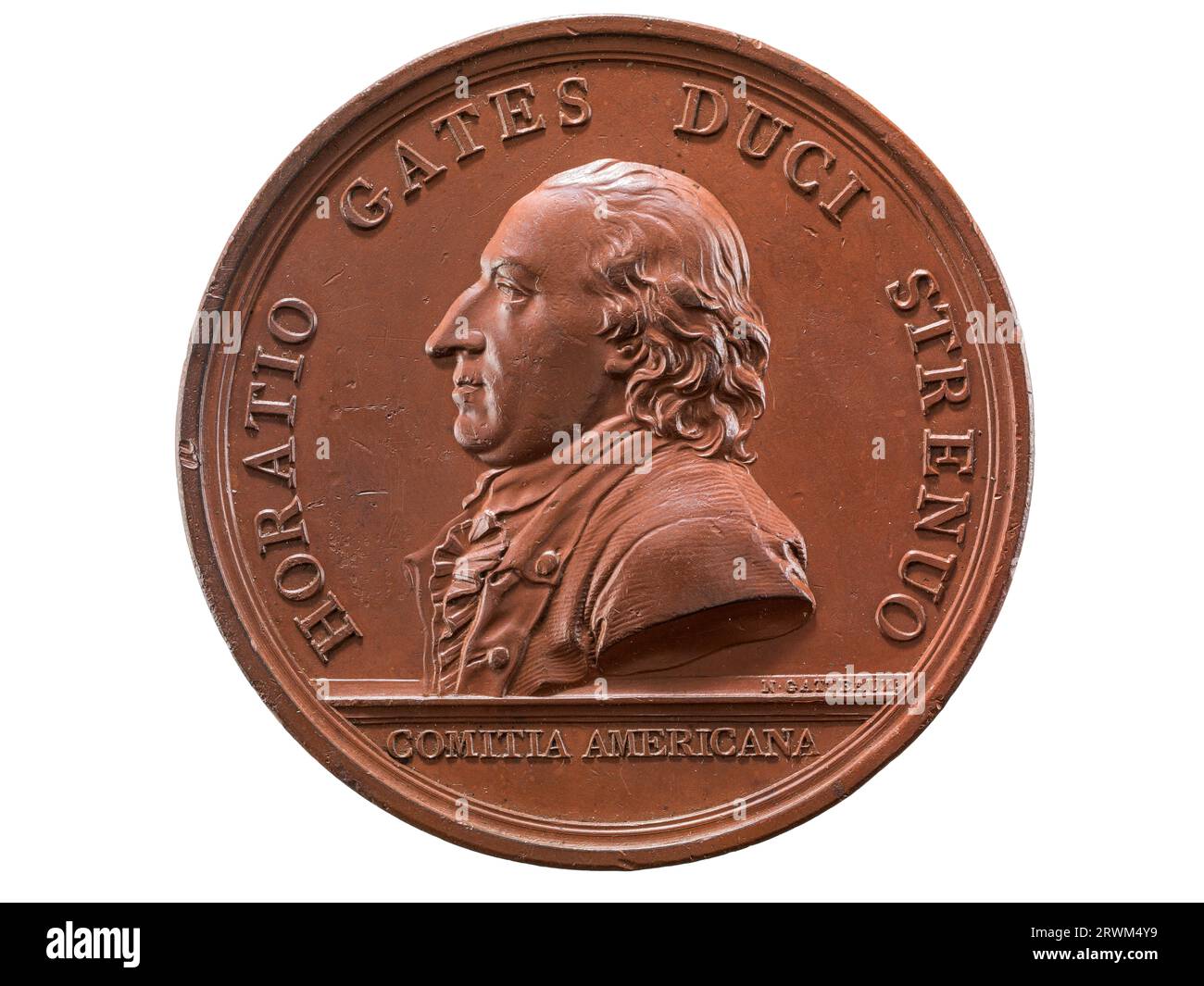 Medal, Horatio Gates at Saratoga, 1777, obverse. 1992.0061.0019. Stock Photo