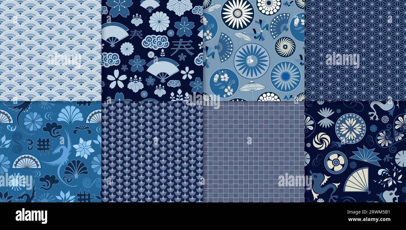 Set collection seamless pattern with traditional ornaments elements