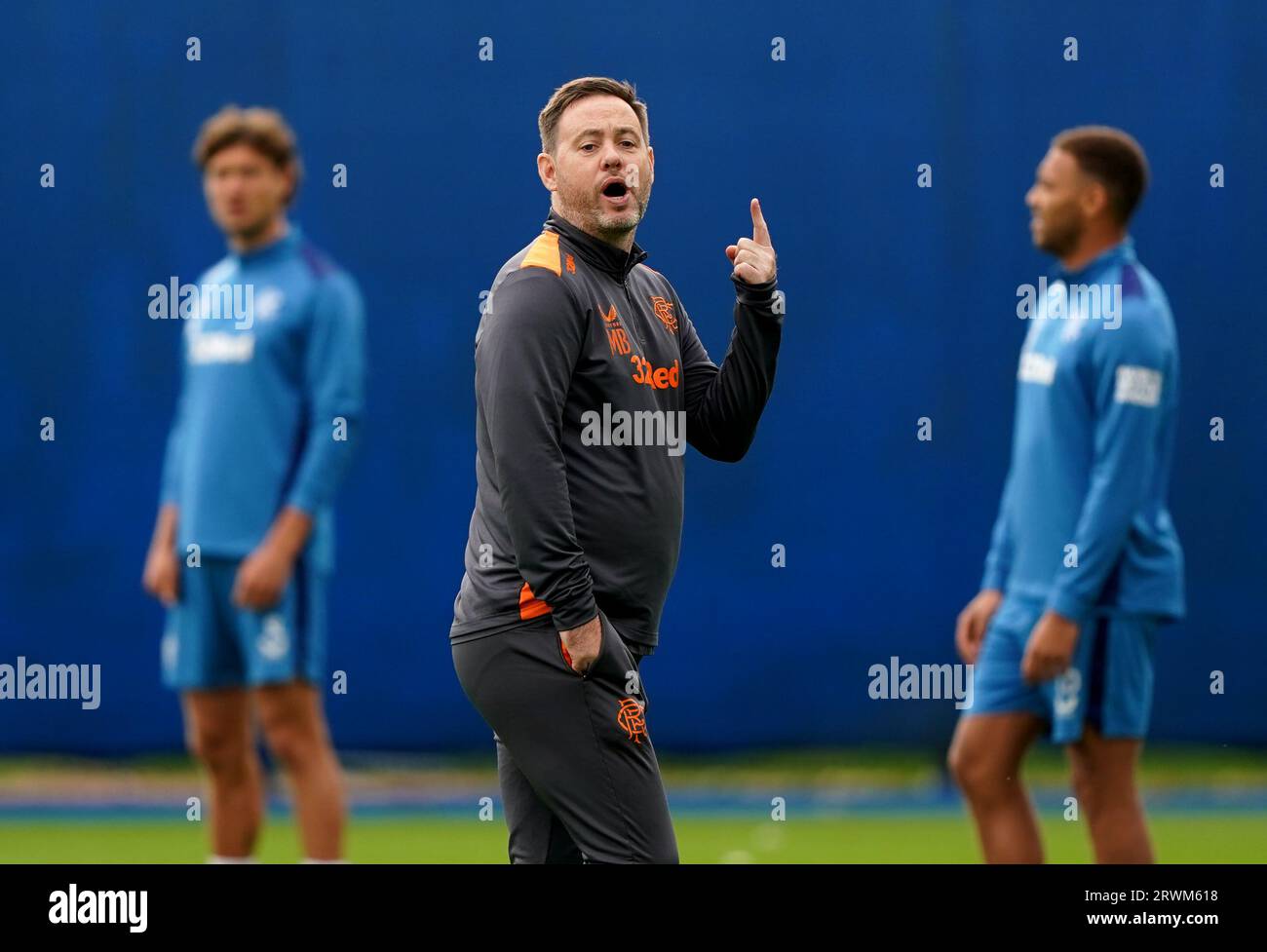 Rangers manager Michael Beale during a training session at the Rangers ...