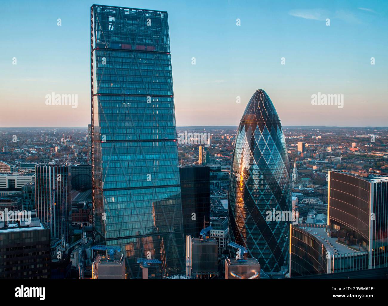 City of London skyline with the gherkin and cheesegrater skyscrapers Stock Photo