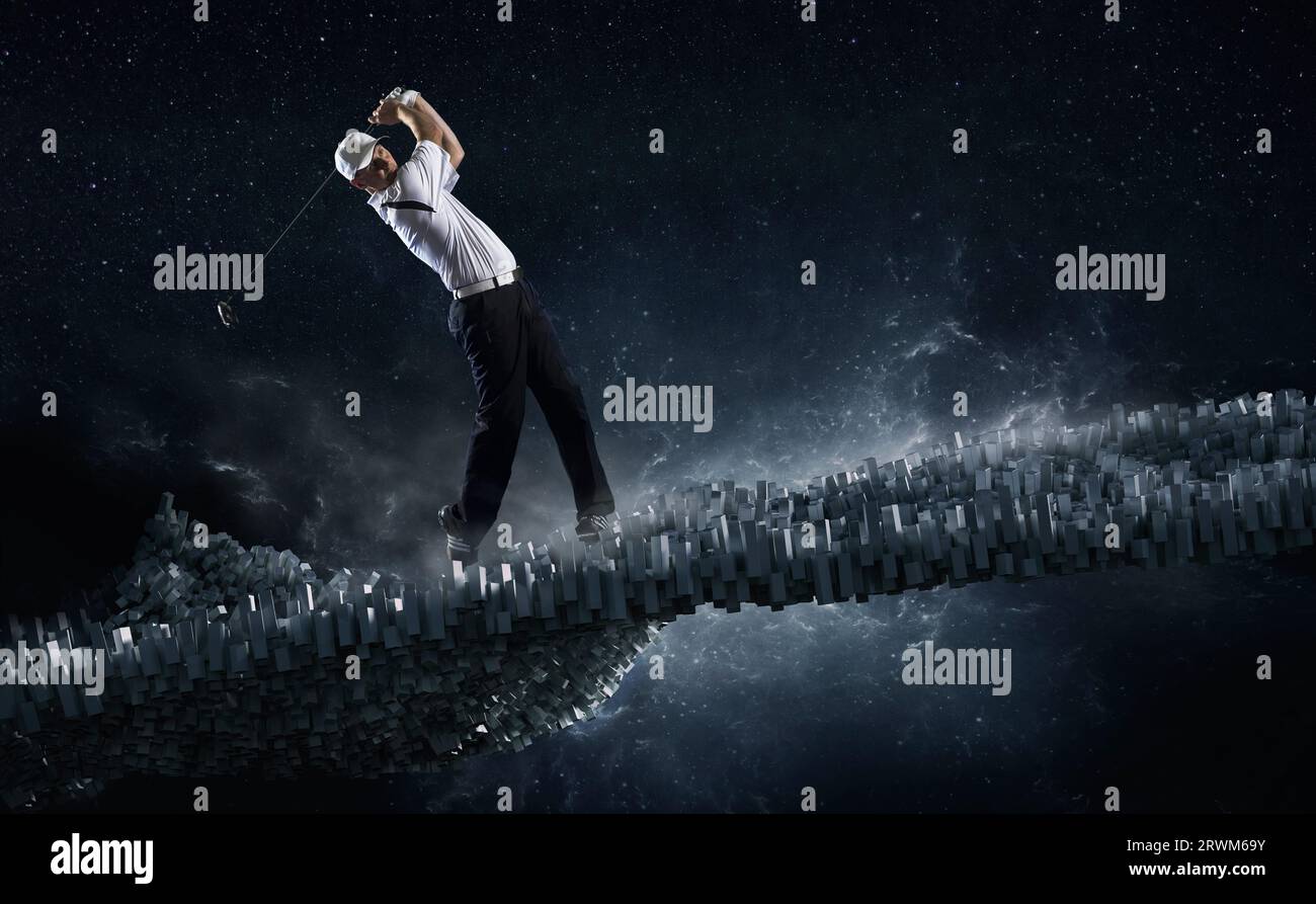 Abstract image of golfer taking a swing Stock Photo