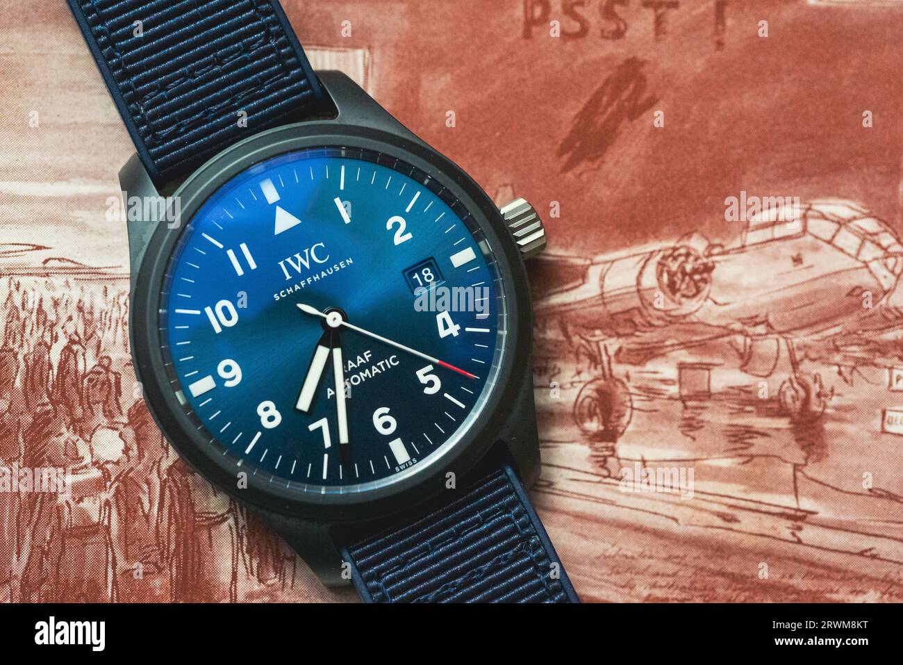 images of the a special IWC RAAF Automatic pilots watch made with the