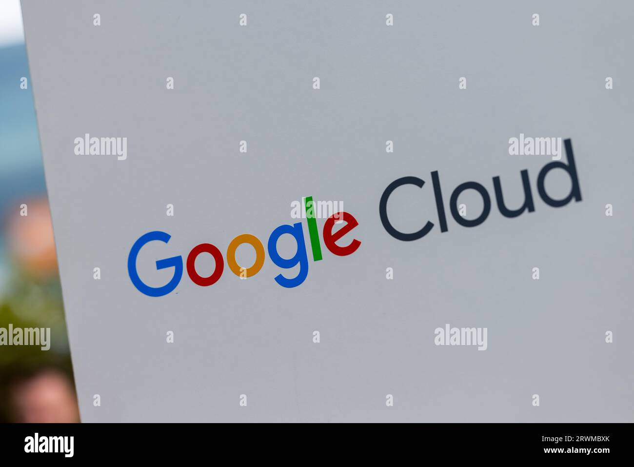 Cologne, Germany. 20th Sep, 2023. The Google Cloud logo at the Digital